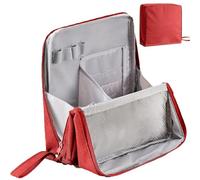 Multi-Purpose Large Capacity Oxford Cloth Standing Makeup Bag - Portable,Large Capacity,Oxford Vertical Fabric Woman Make-Up Bag for Travel Cosmetics Storage,Waterproof (Red)