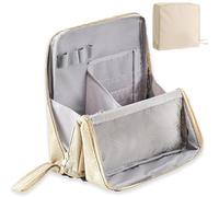 Multi-Purpose Large Capacity Oxford Cloth Standing Makeup Bag - Portable,Large Capacity,Oxford Vertical Fabric Woman Make-Up Bag for Travel Cosmetics Storage,Waterproof (Beige)