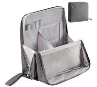 Multi-Purpose Large Capacity Oxford Cloth Standing Makeup Bag - Portable,Large Capacity,Oxford Vertical Fabric Woman Make-Up Bag for Travel Cosmetics Storage,Waterproof (Gray)