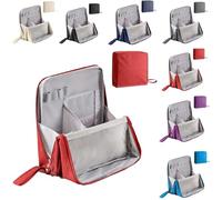 Multi-Purpose Large Capacity Oxford Cloth Standing Makeup Bag, Portable, Large Capacity, Waterproof with Compartments, Portable Toiletry Bag and Stationery Storage (Red)