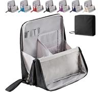 Multi-Purpose Large Capacity Oxford Cloth Standing Makeup Bag, Portable Lightweight Waterproof Organizer with Multiple Compartments, Upright Design for Travel, Work and Daily Use (Black)