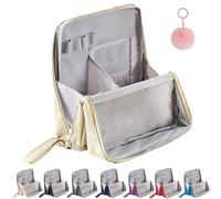 Multi-Purpose Large Capacity Oxford Cloth Standing Makeup Bag,Waterproof Makeup Organizer with Compartments,Large Capacity Makeup Travel Bag,Portable Toiletry Bag and Stationery Storage (Beige)