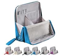 Multi-Purpose Large Capacity Oxford Cloth Standing Makeup Bag, Waterproof Makeup Organizer with Compartments Vertical Office Desktop Storage Bags (Blue)