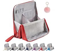 Multi-Purpose Large Capacity Oxford Cloth Standing Makeup Bag,Waterproof Makeup Organizer with Compartments,Large Capacity Makeup Travel Bag,Portable Toiletry Bag and Stationery Storage (Red)