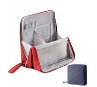 Multi-Purpose Large Capacity Oxford Cloth Standing Makeup Bag, Waterproof Makeup Organizer with Compartments, Portable Large Capacity Organizer, Toiletry Bag and Stationery Storage (Burgundy)