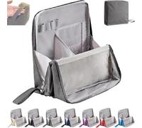 Multi-Purpose Large Capacity Oxford Cloth Standing Makeup Bag,Waterproof Makeup Organizer with Multiple Compartments, Upright Design for Cosmetics & Stationery Storage (Gray)