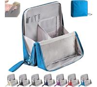 Multi-Purpose Large Capacity Oxford Cloth Standing Makeup Bag,Waterproof Makeup Organizer with Multiple Compartments, Upright Design for Cosmetics & Stationery Storage (Blue)