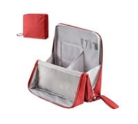 Multi-Purpose Large Capacity Oxford Cloth Standing Makeup Bag,Waterproof Travel Toiletry Bag with Handle for Women (Red)