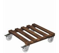 Wagner Support à roulettes pour Pot de Fleur PALETTI BIG 45 x 45 x 13 cm I intérieur + extérieur I Bois Massif certifié FSC®, Marron I 2 Freins I Capacité de Charge 250 kg I Made in EU - 20087001