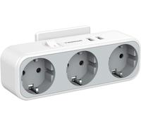 Multi Socket Usb Power Strip 3 Ac Output And 2 Usb Ports 5 In 1 Mains With Switch, Suitable For Home Office, Compatible With Phone, Pad, Grey