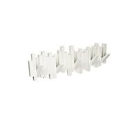 , Multi Sticks White Rack - Cintre moderne, unique et peu encombrant avec 5 crochets rabattables pour suspendre manteaux, écharpes, porte-monnaie