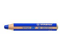 STABILO Crayon 3-en-1 Woody bleu aquarellable craie grasse 10 mm
