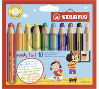 Multi-Talented Pencil - STABILO woody 3 in 1 - Pack of 10 - Assorted Colours