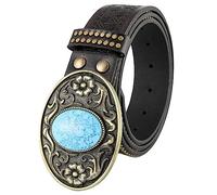 Multi-type Adult Waist Belt with Embossed Pattern Buckle Adjustable for Men PU-Leather Wear-Resistant Pu-leather Belts for Women Thin for for Fashion Punk Nightclub Decors