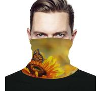 Multi-Usage Chapeaux Demi-Visage,Magnifique imprimé Tournesol avec Papillon monarque,Écharpe Demi-Visage Séchage Rapide Bandana pour Moto Sports Femme 26X30cm
