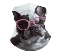 Multi-Usage Écharpe Tube, Headwrap Lunettes Roses French Cowdog Unisexe Bandeau Magique pour Vélo Extérieur Moto