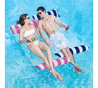 Multi Usage Flottantes Hamac, 2 Pièces Hamac Gonflable pour Piscine, Flotteur Gonflable Piscine 4 -en-1Flottant avec Pompe à Air Multi-Usage Pliable Flottantes Hamac (Bleu Foncé Rouge-1)