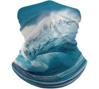 Multi-Usage Protection du Visage,Vague de l'océan,Écharpe Demi-Visage Multifonctionnel Bandana pour Course à Pied Ski Extérieur 26X30cm