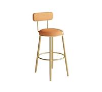 Multi-usages Chaise Haute de Luxe à la Mode, Style Nordique, for Bar, Restaurant, Boutique de Desserts, Tabouret Haut avec Dossier Moderne(Orange,Petit)
