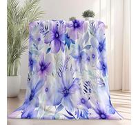 Multi-Usages Flanelle Couverture Plaid Polaire - Aquarelle Plantes Fleurs Motifs Couvertures pour Adultes Enfants, 200 x 220 cm ViolClair Douce Moelleuse Peluche Couverture pour Toutes Les Saisons
