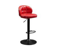 Multi-usages Tabouret de Bar en Fer Tendance avec Dossier Simple et Haut Tabouret de Bar pivotant Moderne(Red)