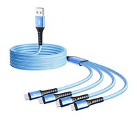 Multi USB C Fast Charging Cable, 1.2M QC 3.0(3A) 4 in 1 USB C Splitter Charger Cable with 4 Type-C Ports, for iPhone 16/15 Series, iPad Air/Pro, Samsung Galaxy S25/S24, Huawei, LG, Sony