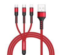 Multi USB Cable, 3 in 1 Multi USB Charger Braided Nylon Cable with Micro USB Type C Connectors for Samsung Galaxy S10/S9/S8, Huawei P30/P20, Honor, OnePlus, Wiko, Kindle 1.2 M