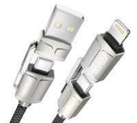 Multi USB Cable 4 in 1 [1M] - Universal Nylon Charging Cable with Lightning, USB C for iPhone, Samsung Galaxy, Huawei, Honor, OnePlus