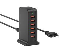 Multi Usb Charger, 6 Ports 50w Usb Charger, Usb Table Charger For Iphone Xr/Xs Max/X/8 Plus/8, Ipad, Samsung Galaxy S9+/S8/Huawei P30/P20/Htc/Lg