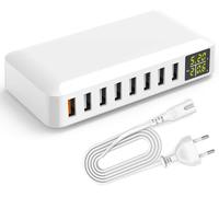 Multi Usb Charger 60 W With Led Display And 18 W Qc3.0 Port Fast Charger Multi-Socket Usb Mains For Iphone 16, Xiaomi, Samsung, Mobile Phones Etc