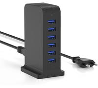 Multi Usb Charger, Multiple Devices Usb Charging Dock 4 Ports Usb Power For Iphone 15/14/11/12/13 Pro Max, Samsung Galaxy S21 S9 S8 Plus, Lg, Huawei Etc (Black 25W-6)