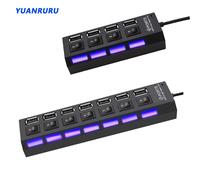 Multi USB Splitter airies avec interrupteur pour PC, adaptateur secteur, extenseur multiple 2.0 ports, USB 2.0, 4/7, 2.0 7 port white