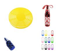 Multi-Use Silicone Storage Bag & Organizer, D: 18cm Silicone Wine Carrier, Handheld Bottle Mesh Coaster Silicones Mat Mesh Design, Coaster, Fruit Basket, Kitchen Organizer (E)