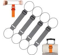 Multi Use Strong Adjustable Luggage Connector Straps - Easy to Identify Heavy Duty Suitcase Belts for Secure Stacking, Hands Free Bag Bungee, Travel Accessories for Extra Bags (Gray,4Pcs)