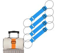 Multi Use Strong Adjustable Luggage Connector Straps, Elastic Travel Secure Luggage Stacking Belt for Hands-Free Travel (4pcs Blue)