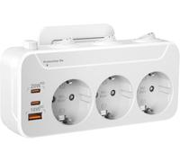Multi Wall Socket, 3-Way Socket With Individual Switch, Triple Usb Socket Mains Multiple,Pd 20W Usb C Charger,Triplet Electric Power Strip Surge Arrester And Surge, White