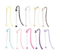 Multi-Wits 10 PCS Beadable Bookmarks Metal Blank Bar Pendant with Hook, Stainless Steel Bar Chain for Jewelry Crafts, Customizable Decorative Bookmark Set for Readers Students and Gift Making