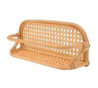 Multi-Wits Rattan Wall Shelf, Rattan Wall Mounted Shelf, Hand Crafted Natural Rattan Hanging Rack with Durable Woven Design for Bathroom Kitchen Living Room Storage