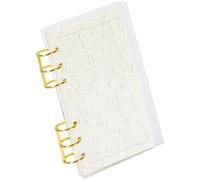 MultiBey Classeur A6 à 6 anneaux en acrylique - Grain d'écorce transparent durable avec 45 feuilles de papier de recharge à lignes horizontales, anneaux ronds en métal doré A6