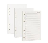 Multibey Lot de 3 recharges de papier A6 pour classeur A6, 100 g/m² épais rechargeable, 6 trous, 135 feuilles (270 pages), vierges/lignées/à faire