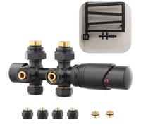 Multibloc pour radiateur, valve de raccordement centrale avec régulateur thermostatique, raccord multibloc en angle ou droit, accessoire de chauffage pour radiateurs de salle de bain, connexion 50 mm