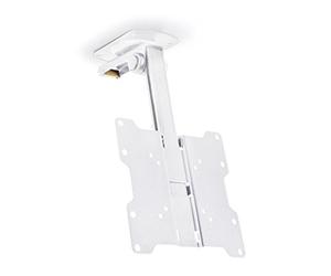 Multibrackets Flip Down White - Support TV Rabattable pour Installation sous Étagère ou Plafond - VESA 75x75-200x200 - pour Écrans 15" à 37" - Charge Max. 20 kg.