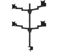 Multibrackets M VESA Deskmount Officeline Quad - Pied - bras réglable - pour 4 écrans LCD - acier - noir - Taille d'écran : 15"-30" - pinces montables Noir