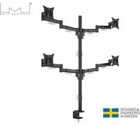 Multibrackets M VESA Deskmount Officeline Quad - Pied - bras réglable - pour 4 écrans LCD - acier - noir - Taille d'écran : 15"-30" - pinces montables Noir