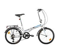 Multibrand ProBIKE Vélo Pliant 20", 6 Vitesses, pour Homme et garçon, Garde-Boue, Convient à partir de 155 cm à 185 cm (Blanc/Bleu Brillant)