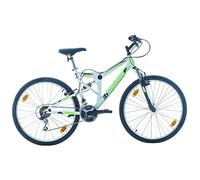 Multibrand Distribution Probike Extreme 26 Pouces VTT Tout Suspendu 18 Vitesses, vélo Homme et vélo Femme, Convient de 155-180 cm (Blanc Mat Vert)