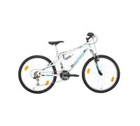 Multibrand Distribution Probike Speed 24 Pouces VTT Tout Suspendu 18 Vitesses, vélo Garçon, vélo Fille Adapté de 130-155 cm (Blanc Bleu Mat)