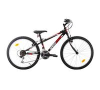 Multibrand Distribution Probike Tempo Vélo VTT 24" avec Cadre en Aluminium 18 Vitesses pour garçons, Filles, Convient à partir de 130 cm à 155 cm (Noir/Rouge, 279)