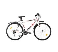 Multibrand Probike VTT Shimano 26" avec cadre en aluminium 18 vitesses, pour homme et garçon, garde-boue, convient à partir de 165 à 183 cm (aluminium, blanc, rouge)