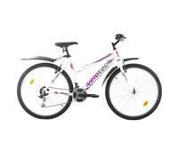 Multibrand Velotec 6th Sense Vélo VTT 26 Pouces en Aluminium, 18 Vitesses, Frein V-Brake, vélo pour Filles et Femmes, Convient pour 150-175 cm (Blanc avec Rose et Gris)